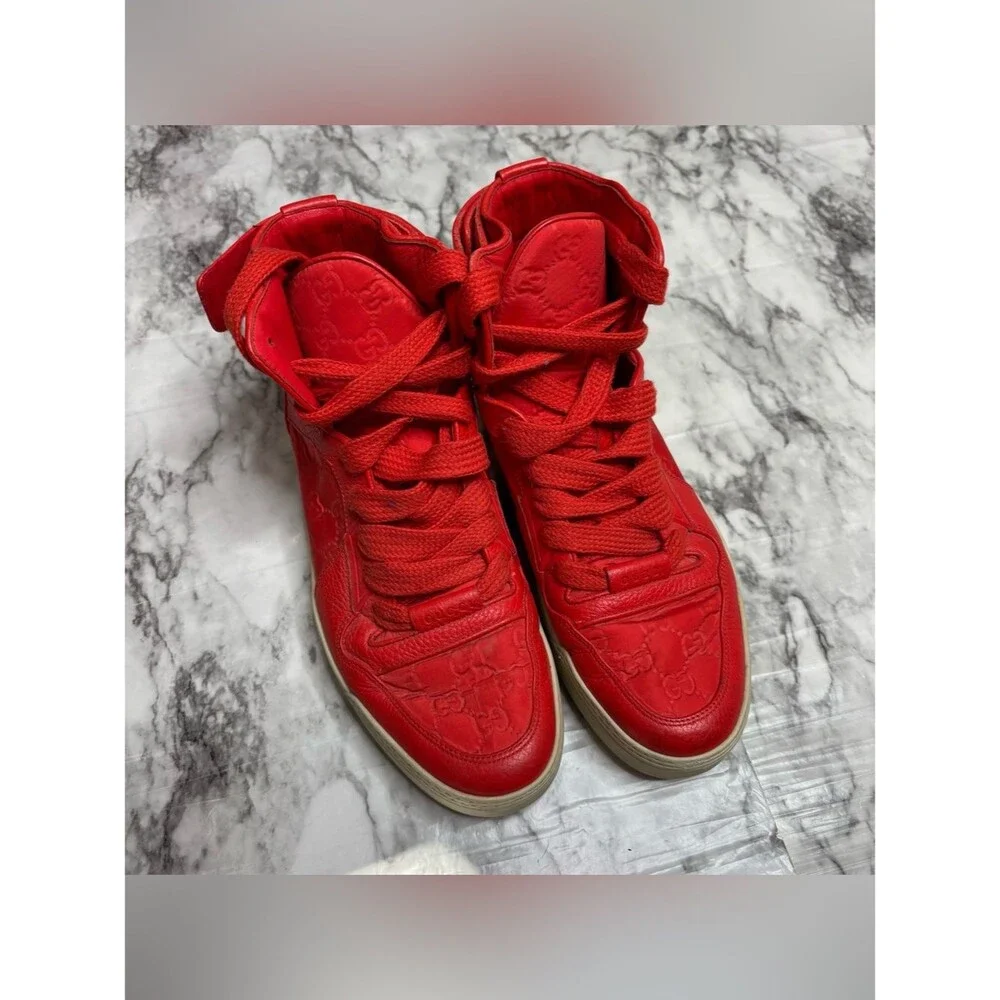 Gucci men's Guccissima dusk red Top sneakers shoes 9 G